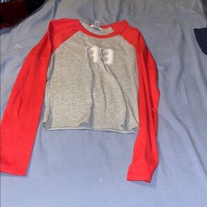 Kids Red and Gray Long Sleeve Shirt